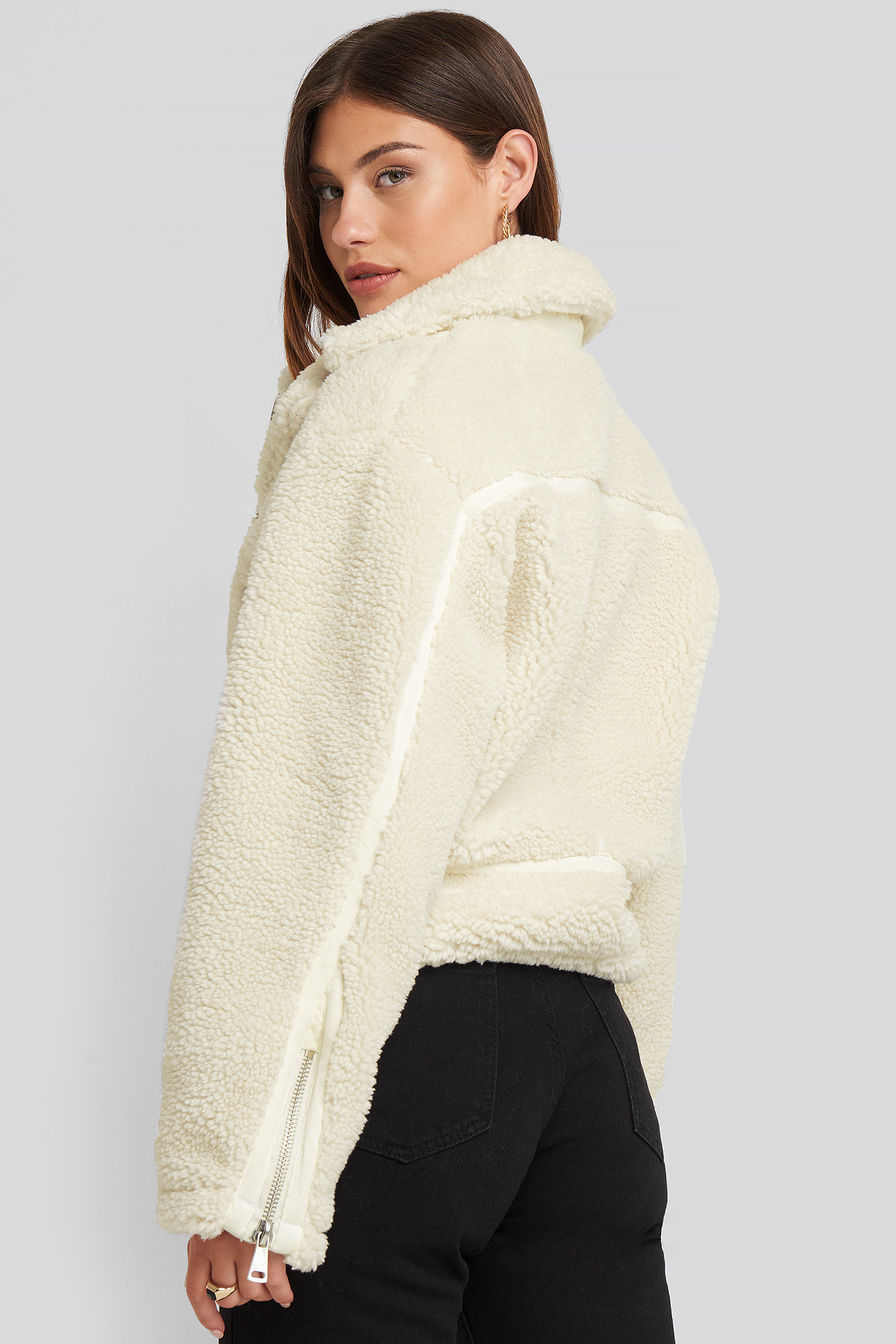 NA-KD Teddy Biker Jacket White