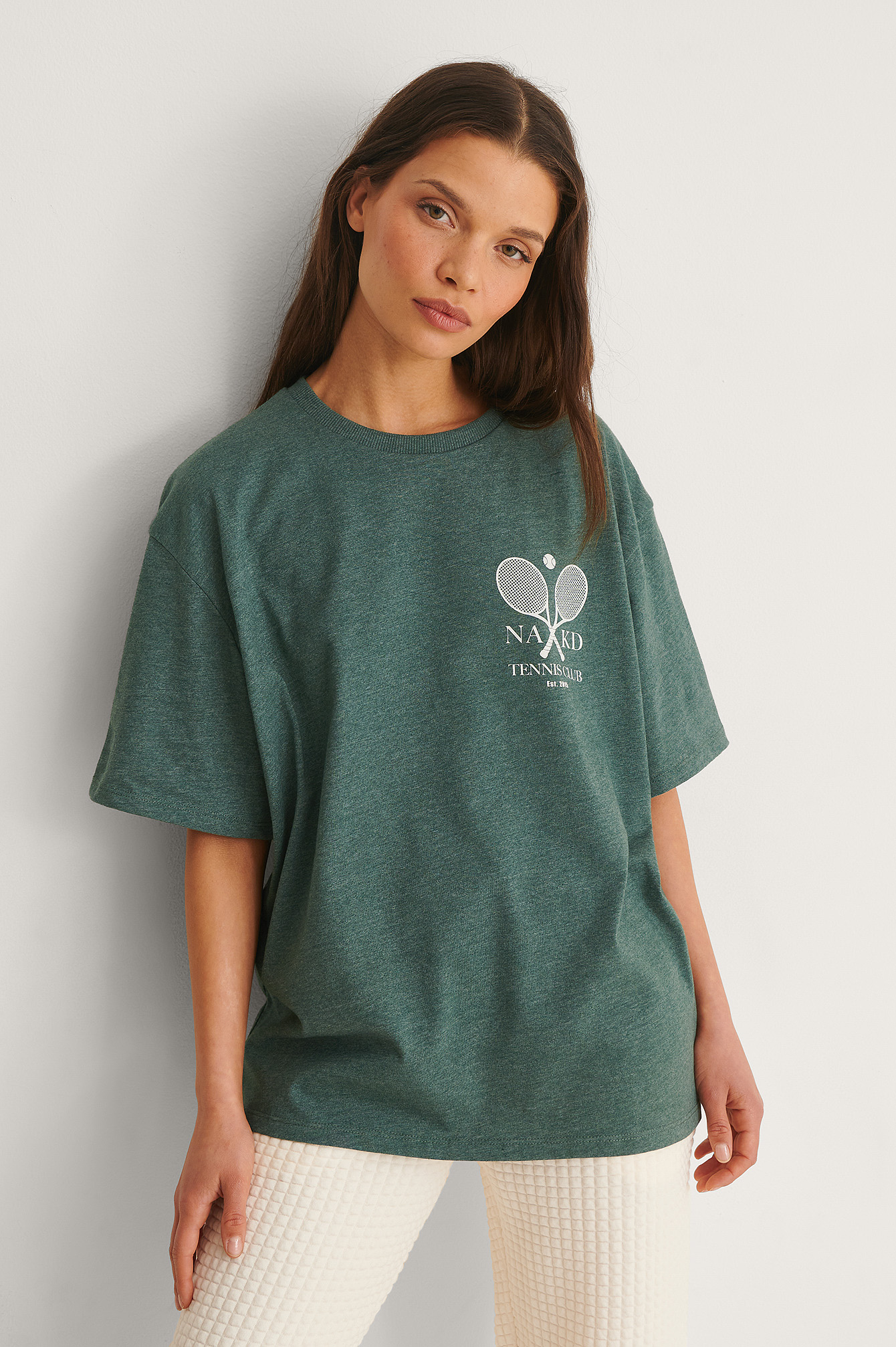 Green T-shirt con stampa Tennis Club biologica