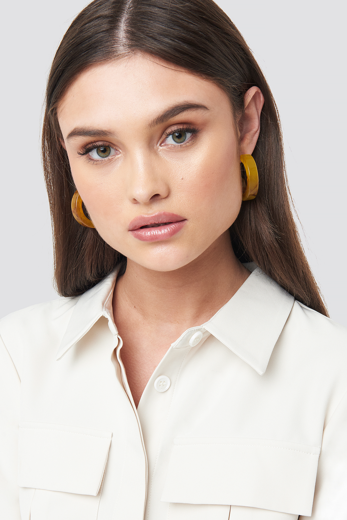 Thick Resin Hoop Earrings Yellow
