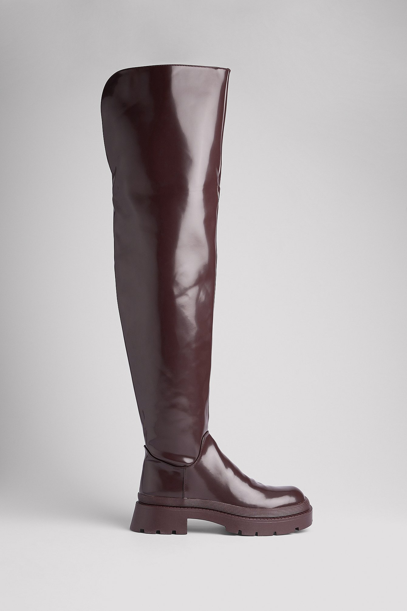 Brown Thigh High Chunky Boots