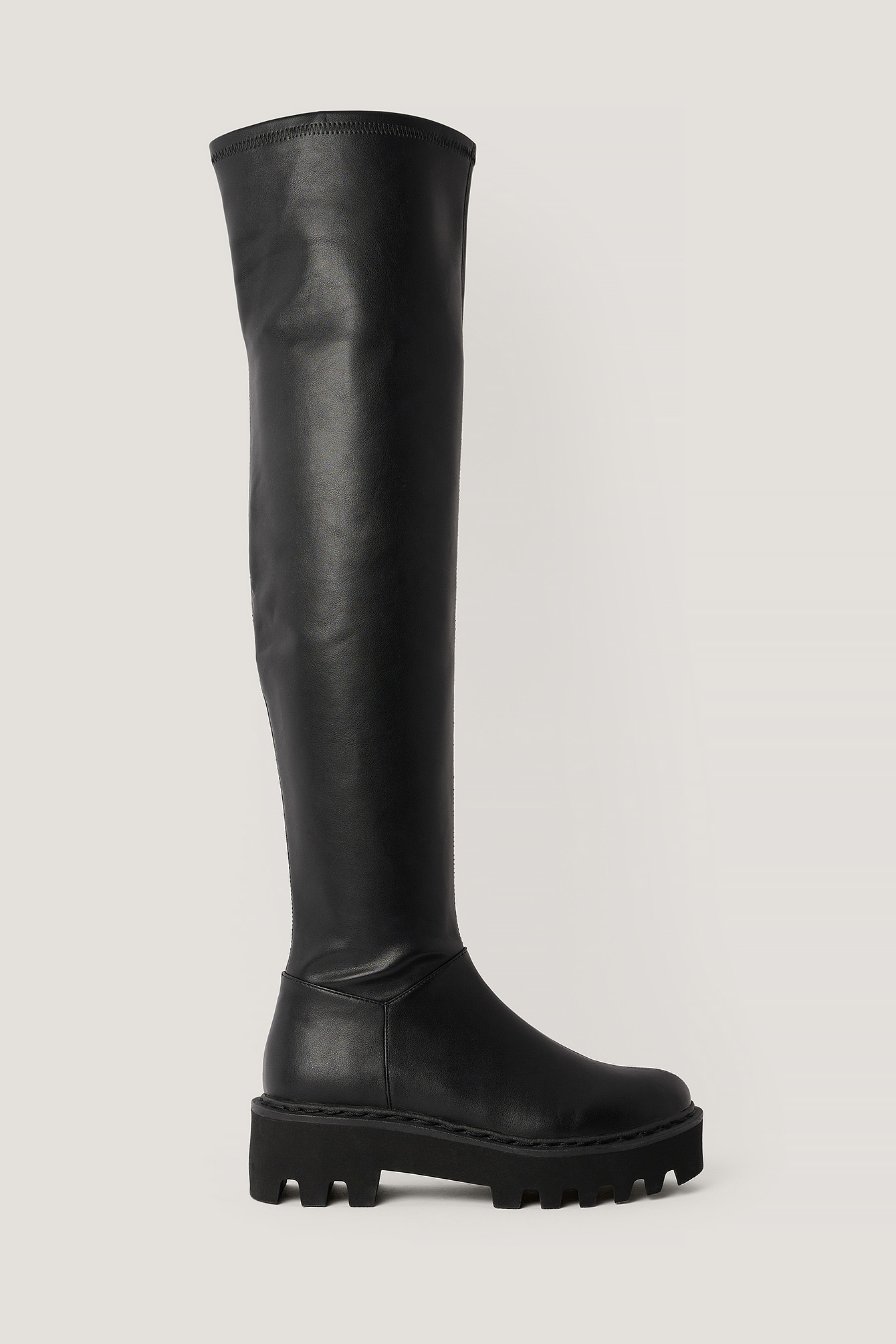Botas Planas Hasta El Muslo Negro | na-kd.com