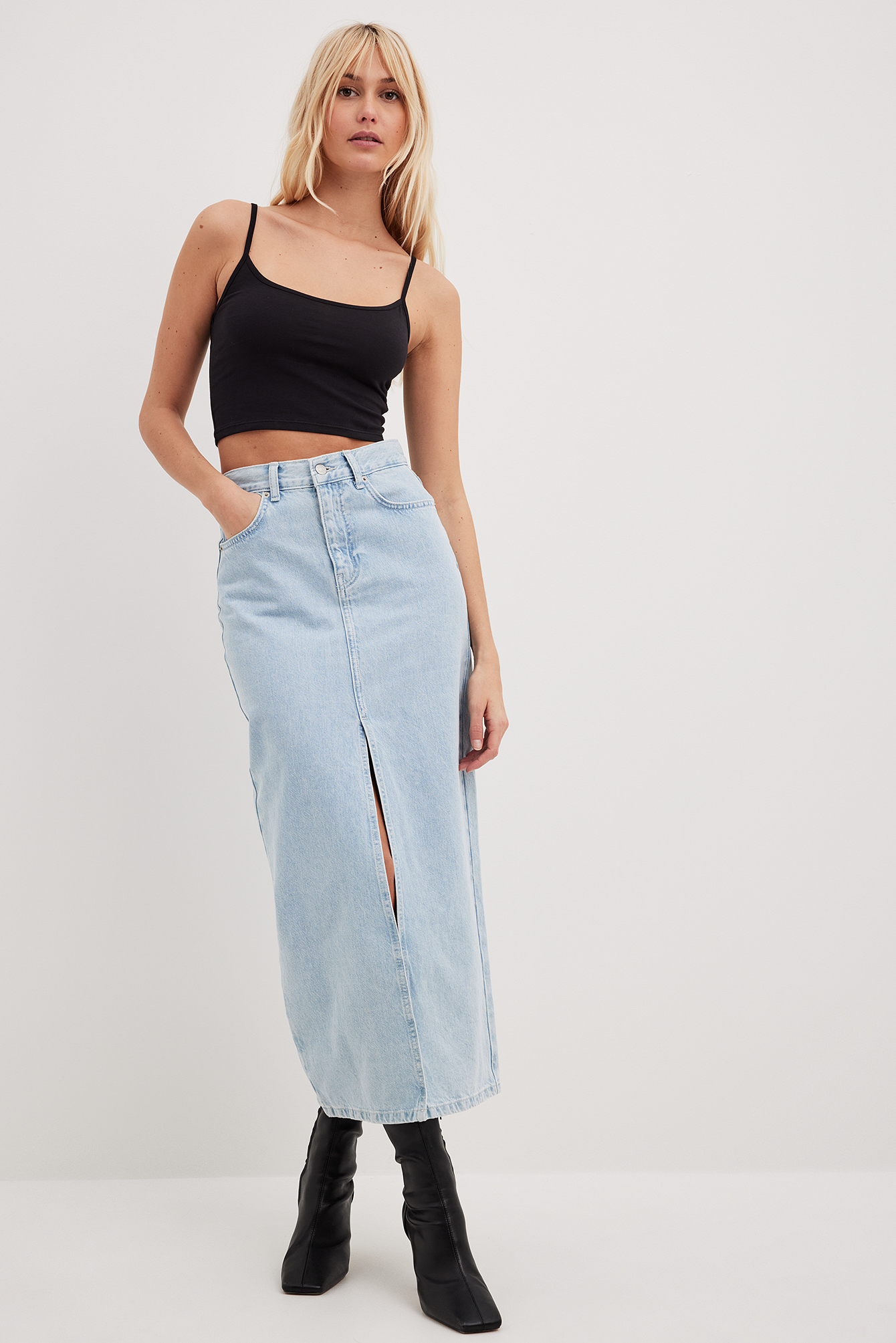 NA-KD Basic Thin Strap Cropped Basic Singlet - Summer Tops - Black - XX-Large - NA-KD / NAKD