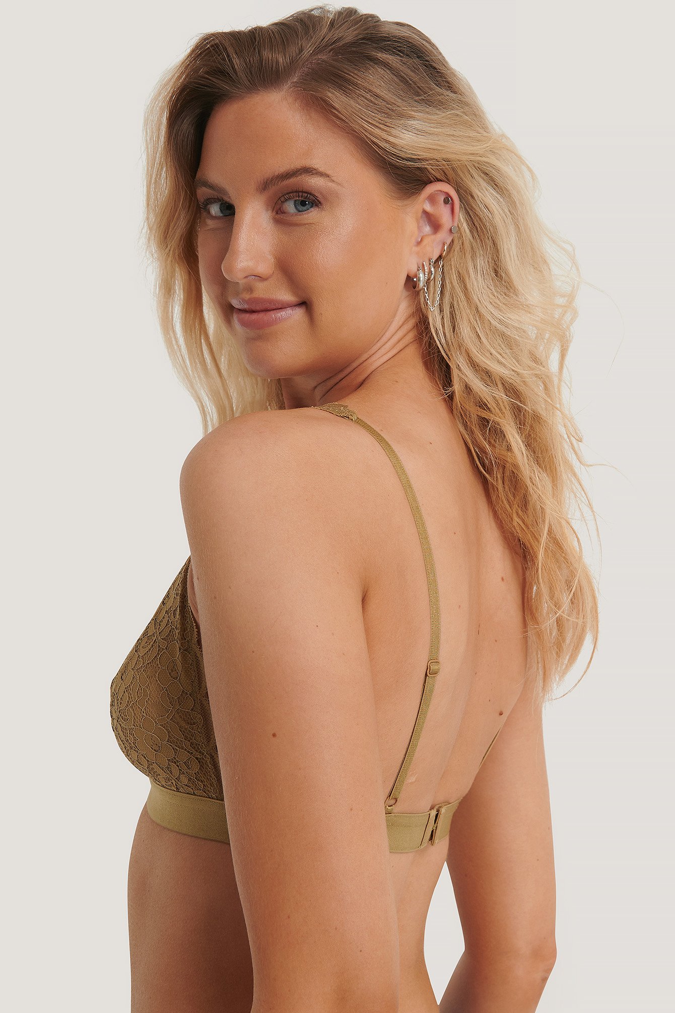 Olive Green Thoughtful Lace Bra