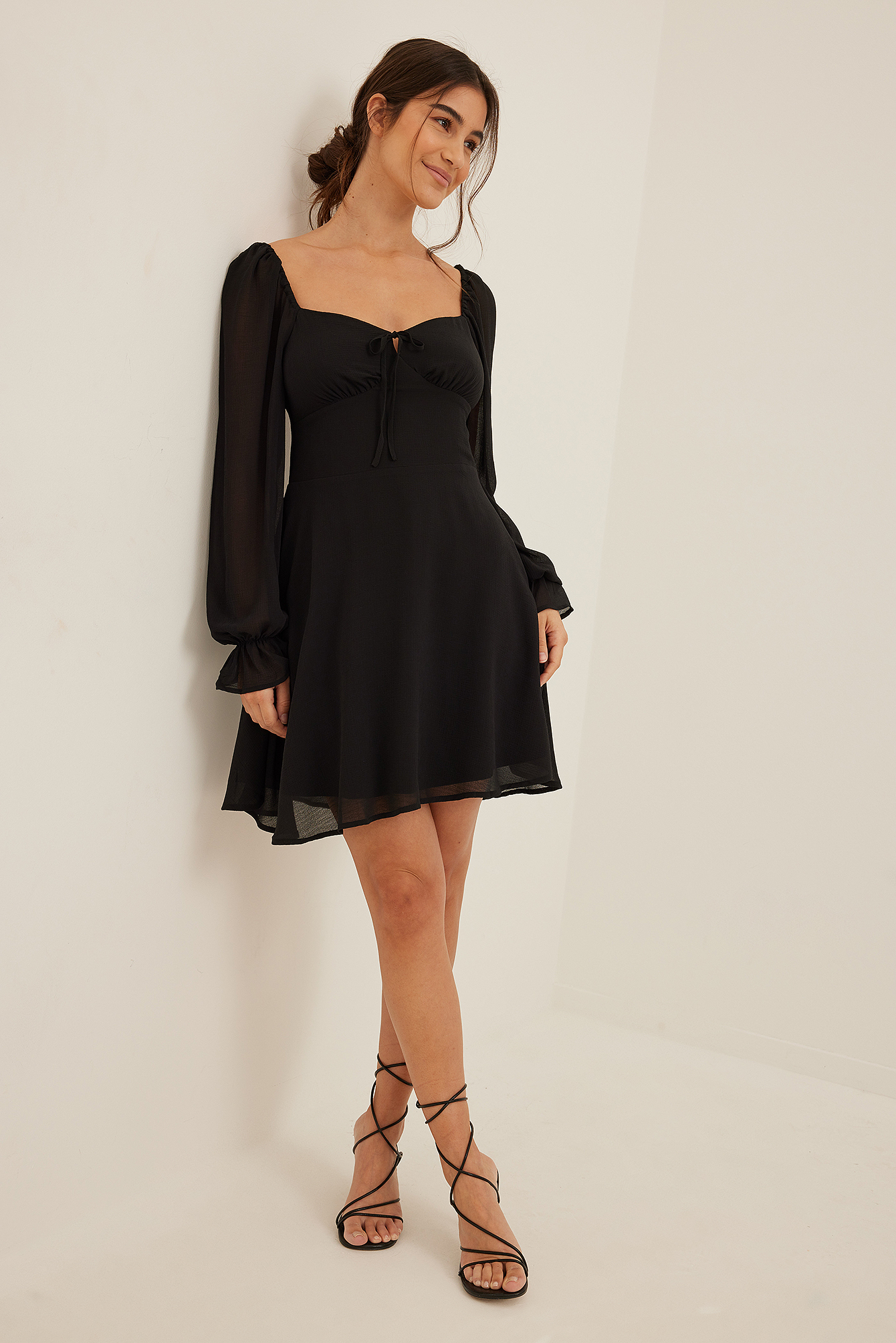 Tie Detail Recycled Long Sleeve Dress 