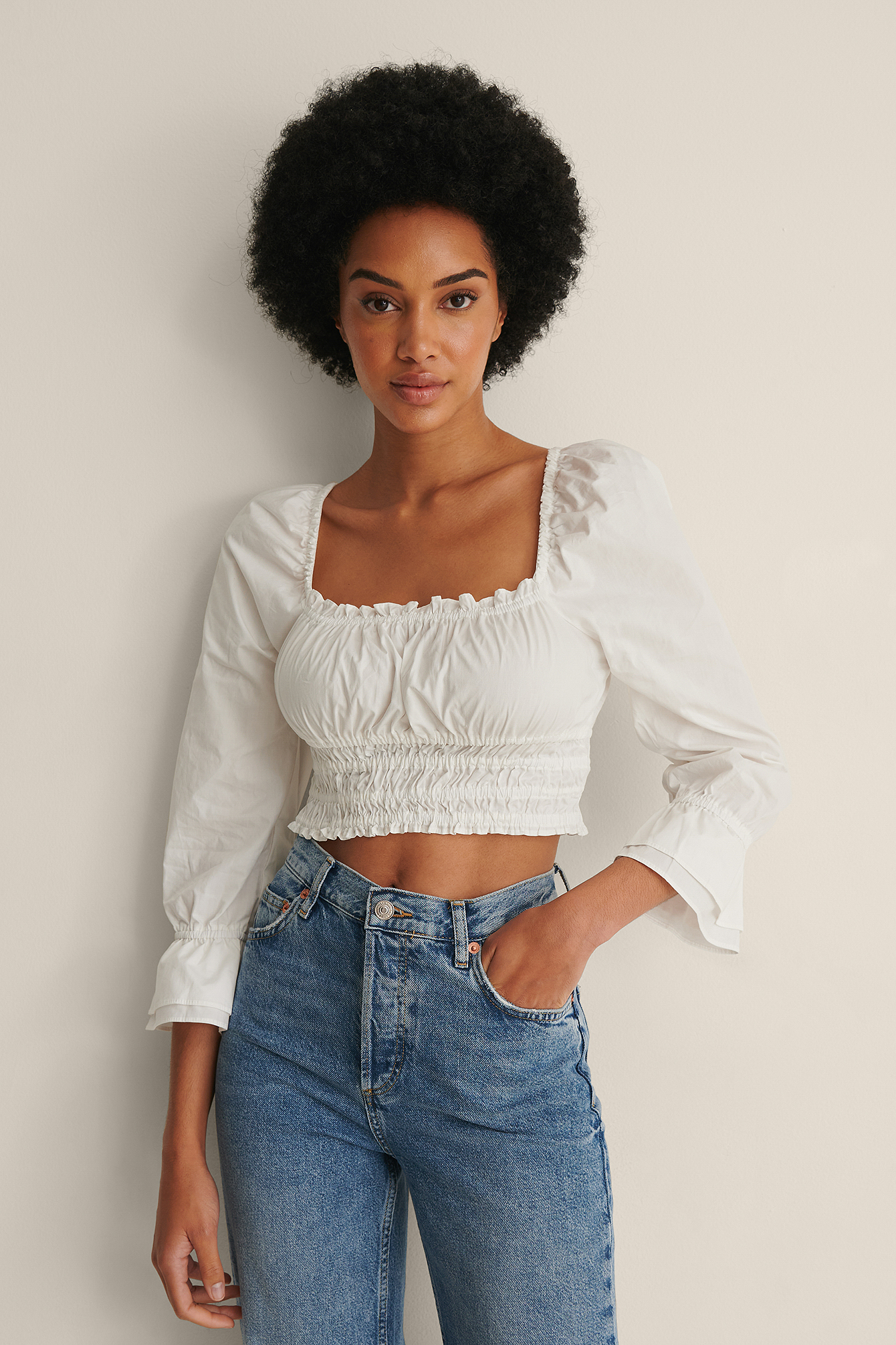 Organic Tie Back Square Neck Blouse 