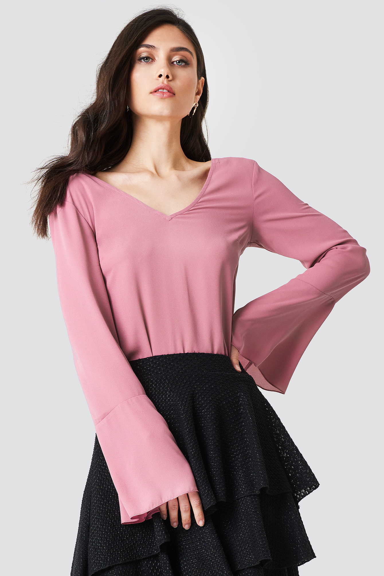 Tie Back Wide Sleeve Blouse Black nakd tie back wide sleeve blouse 1018 1586 02a