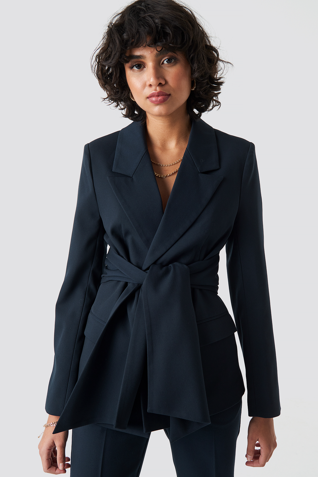 Tie Belt Blazer Midnight Blue