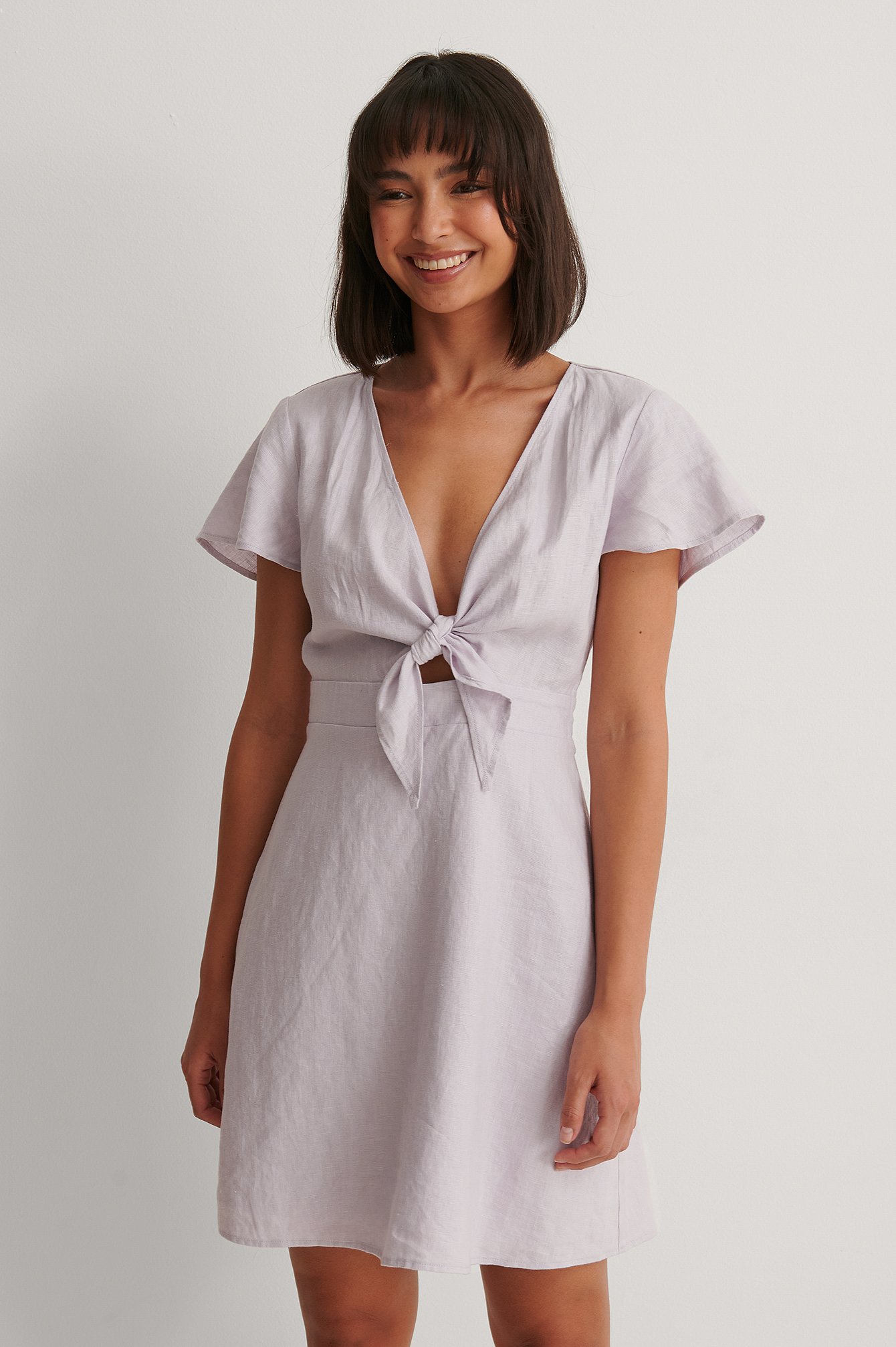 Lilac Hemdkleid mit Bindung vorne