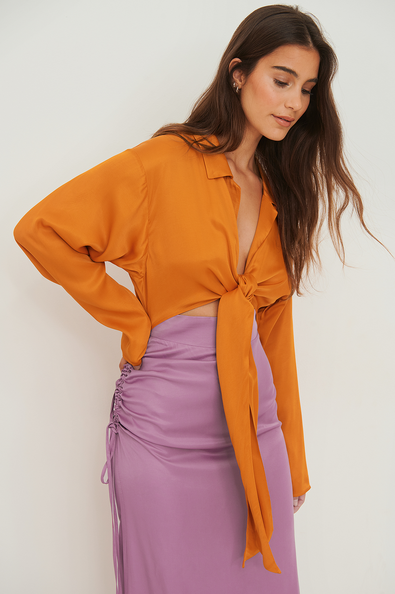 Tie Front Maxi Dress Orange