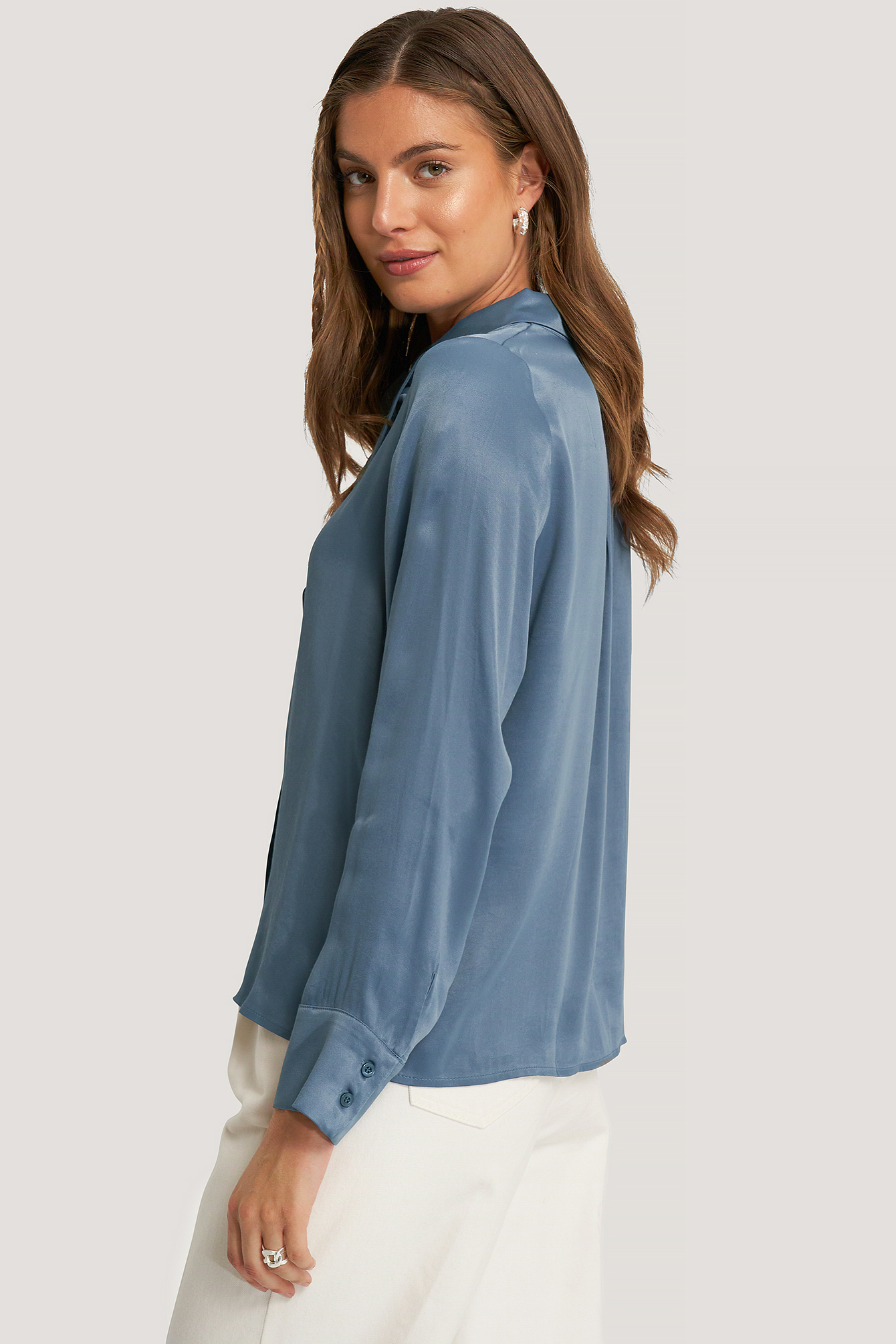 Tie Neck Blouse Blue | na-kd.com