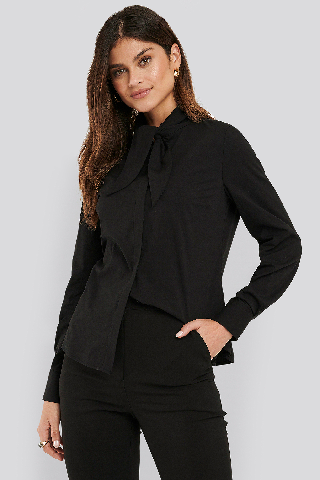 Tie neck Shirt Black