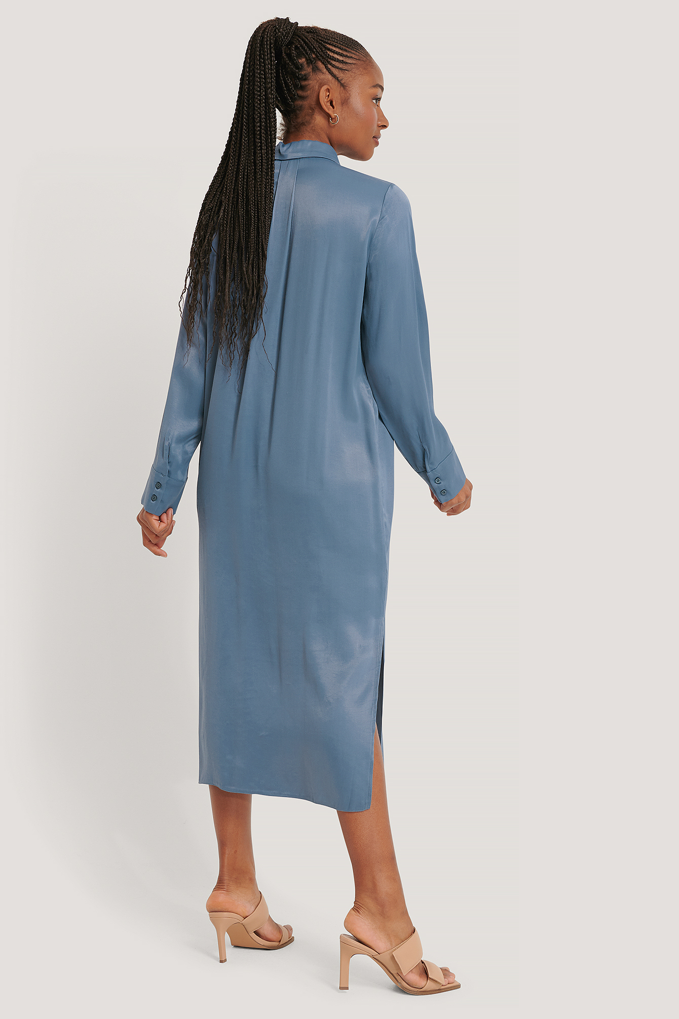 Tie Neck Shirt Dress Blue | na-kd.com