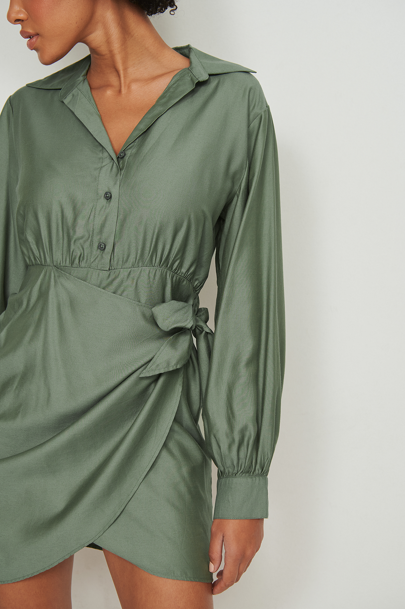 Tie Side Detail Mini Dress Green | na 