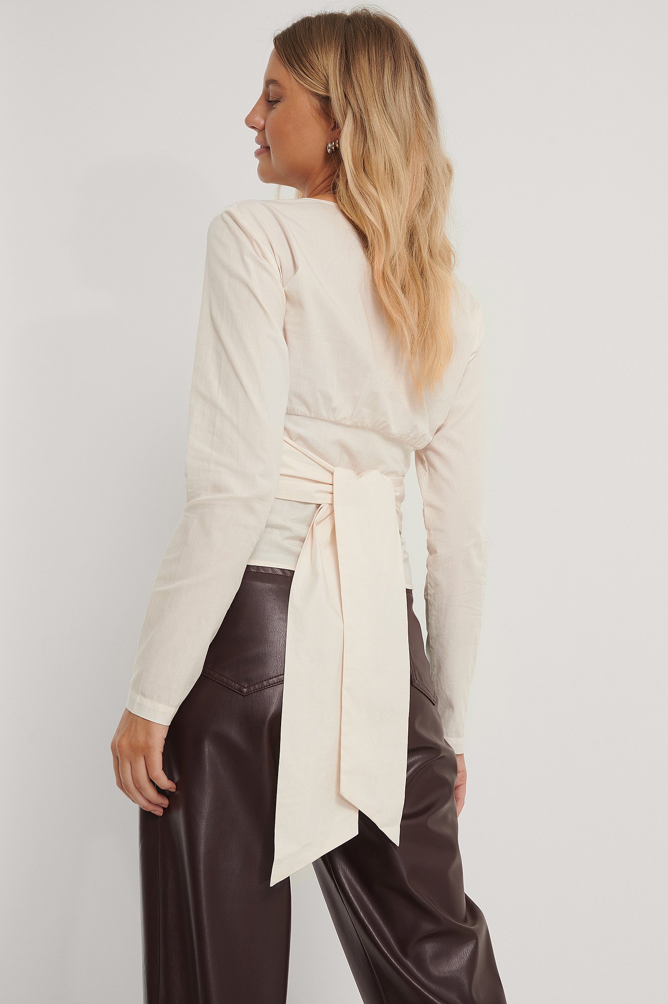 Beige Tie Waisted Blouse