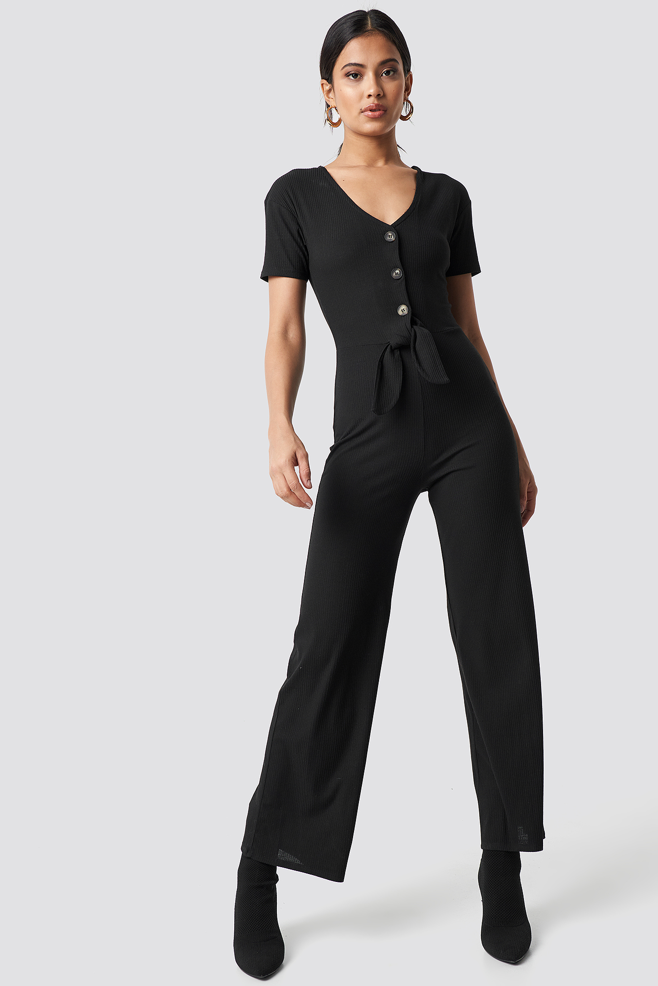 Tied Front Jumpsuit Black