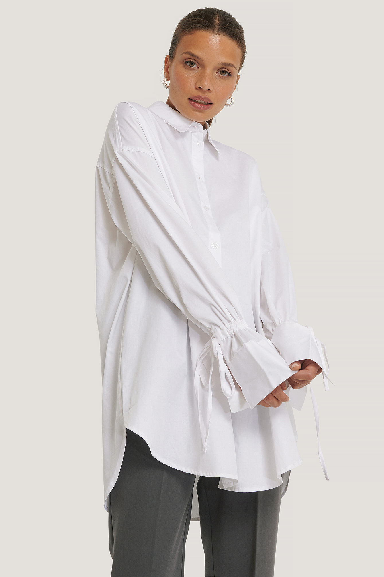 White Tied Sleeve Shirt