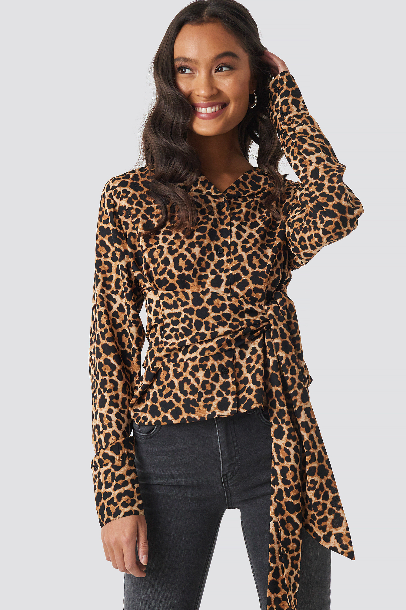 Tied Waist Printed Shirt Leoprint