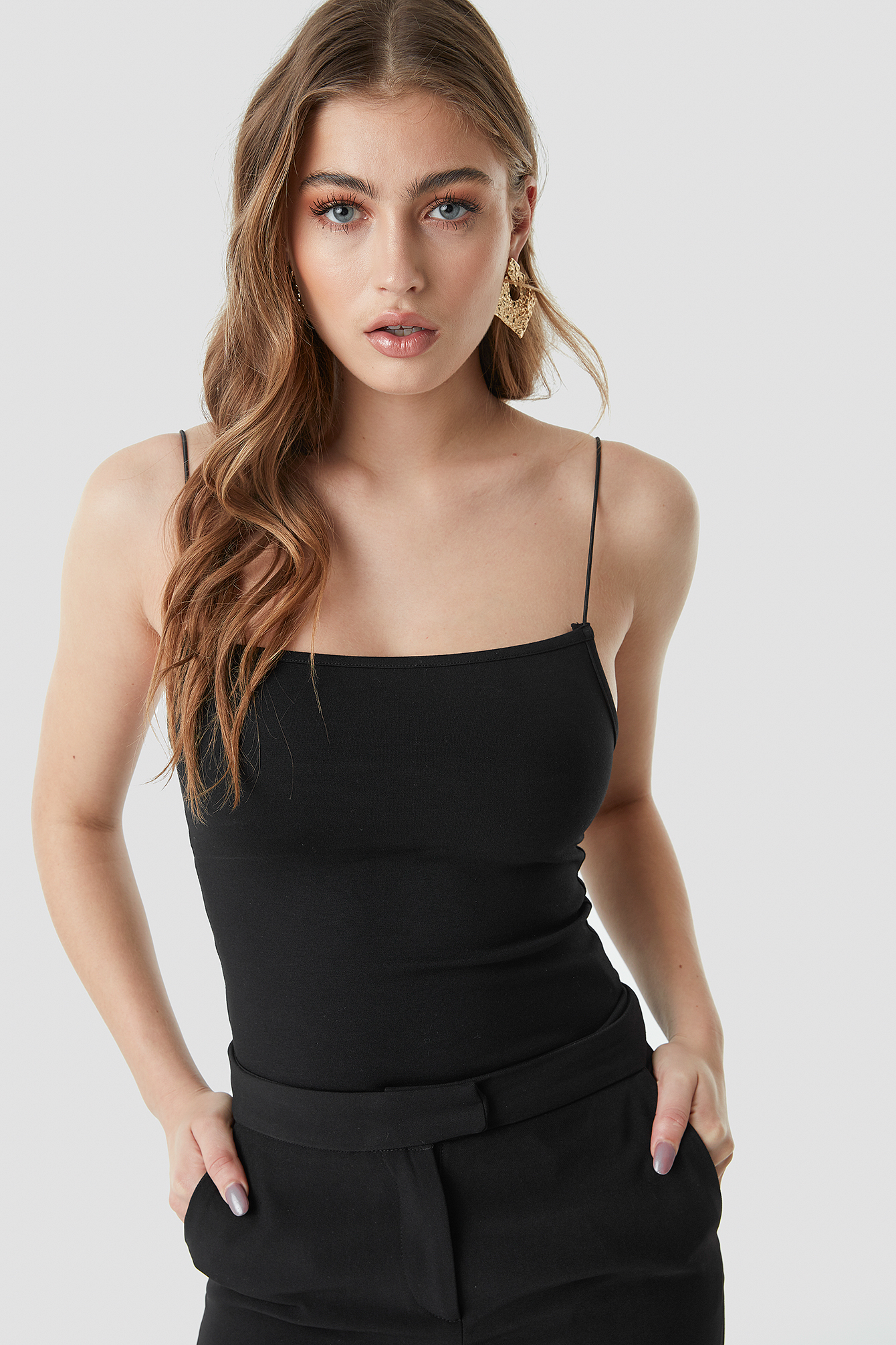 Tight Spaghetti Strap Singlet Black