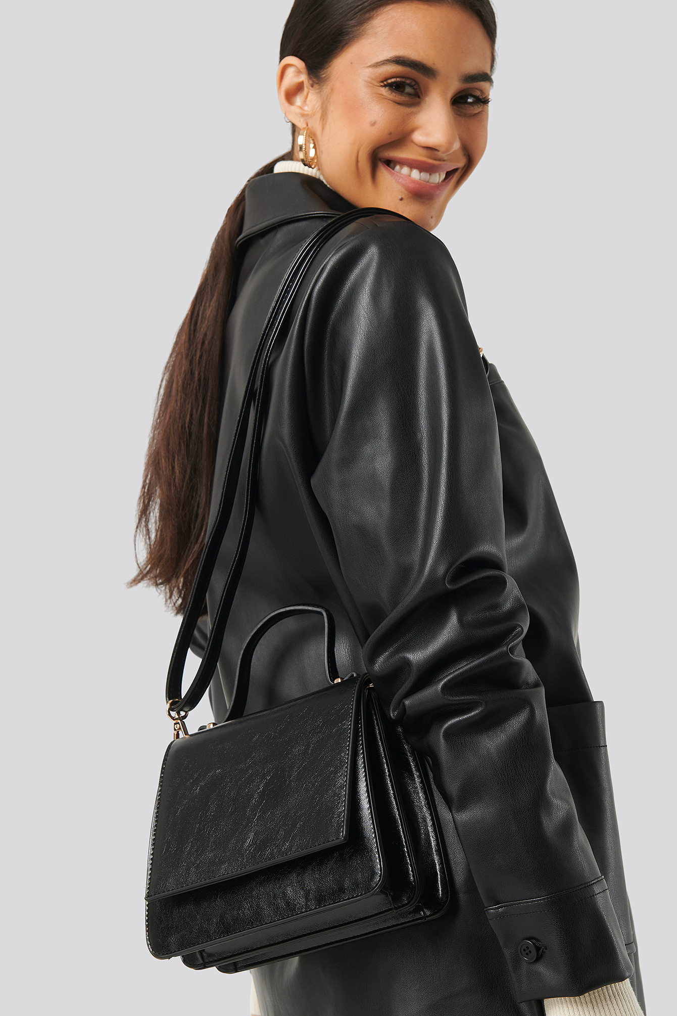 Top Handle Mini Trapeze Bag Black