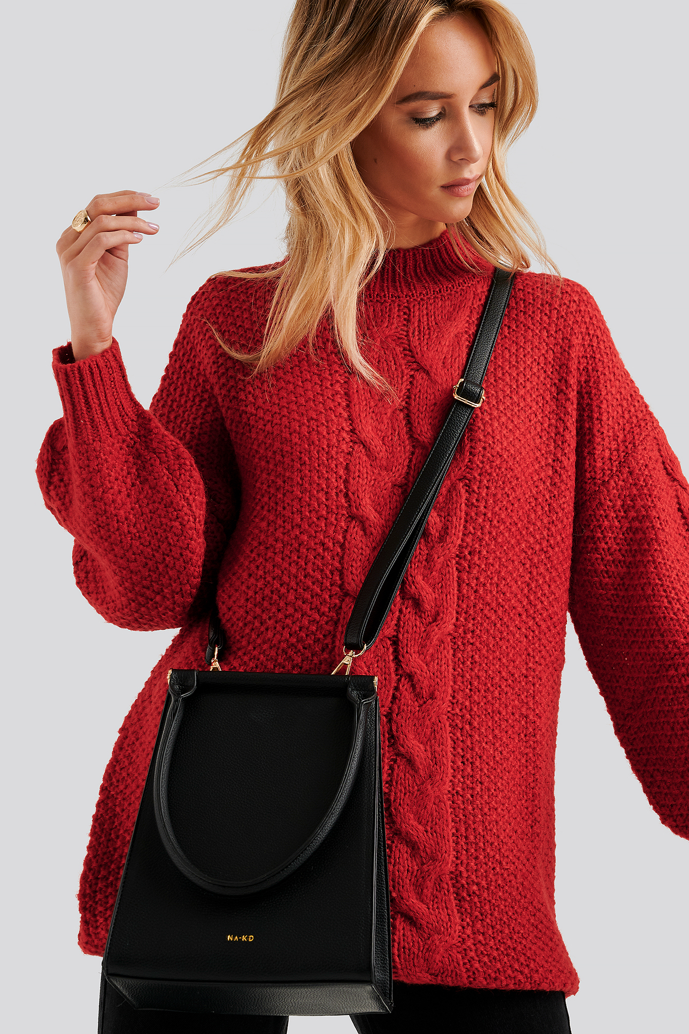 Top Handle Trapeze Bag Black