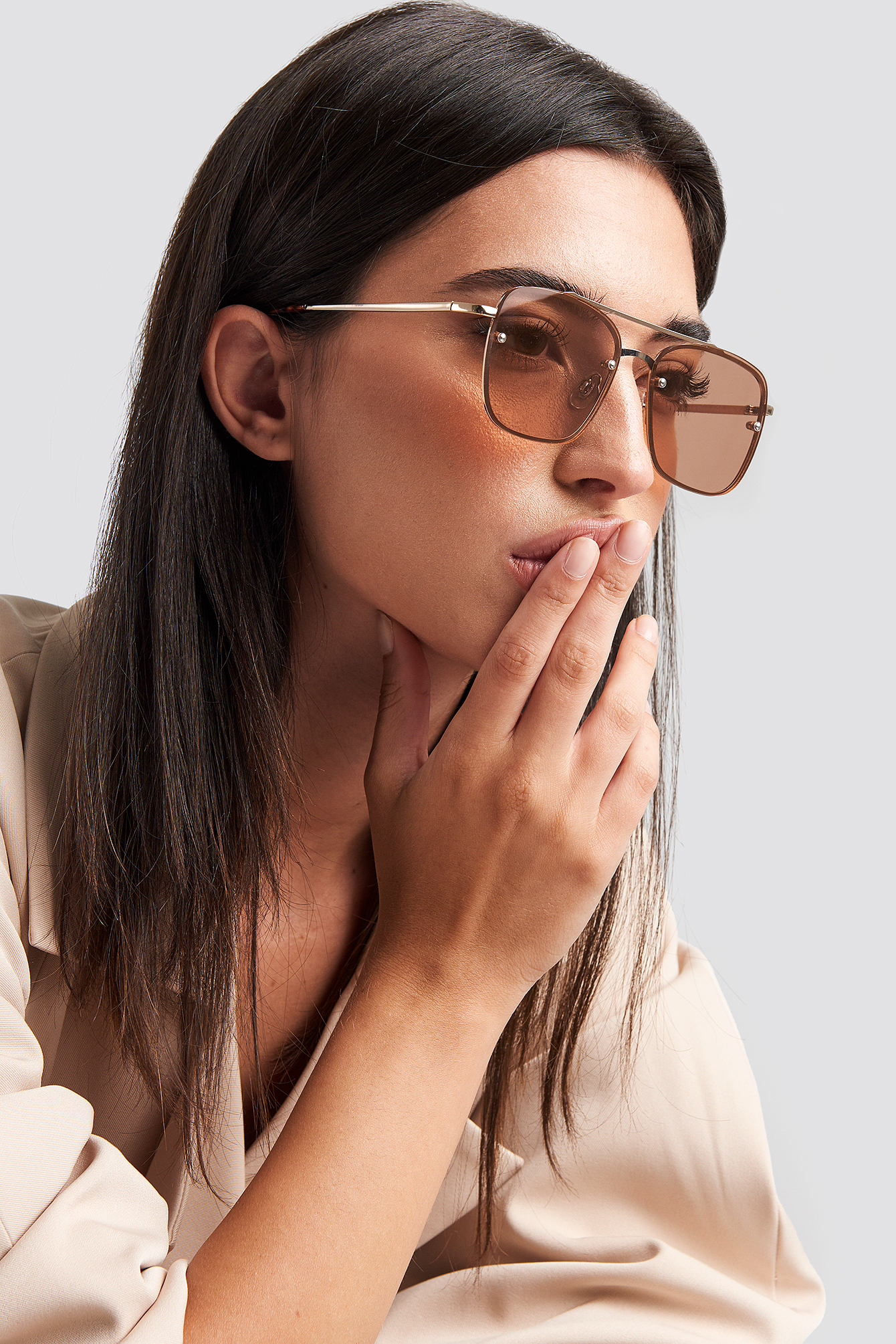 Top Lens Pilot Sunglasses Brown