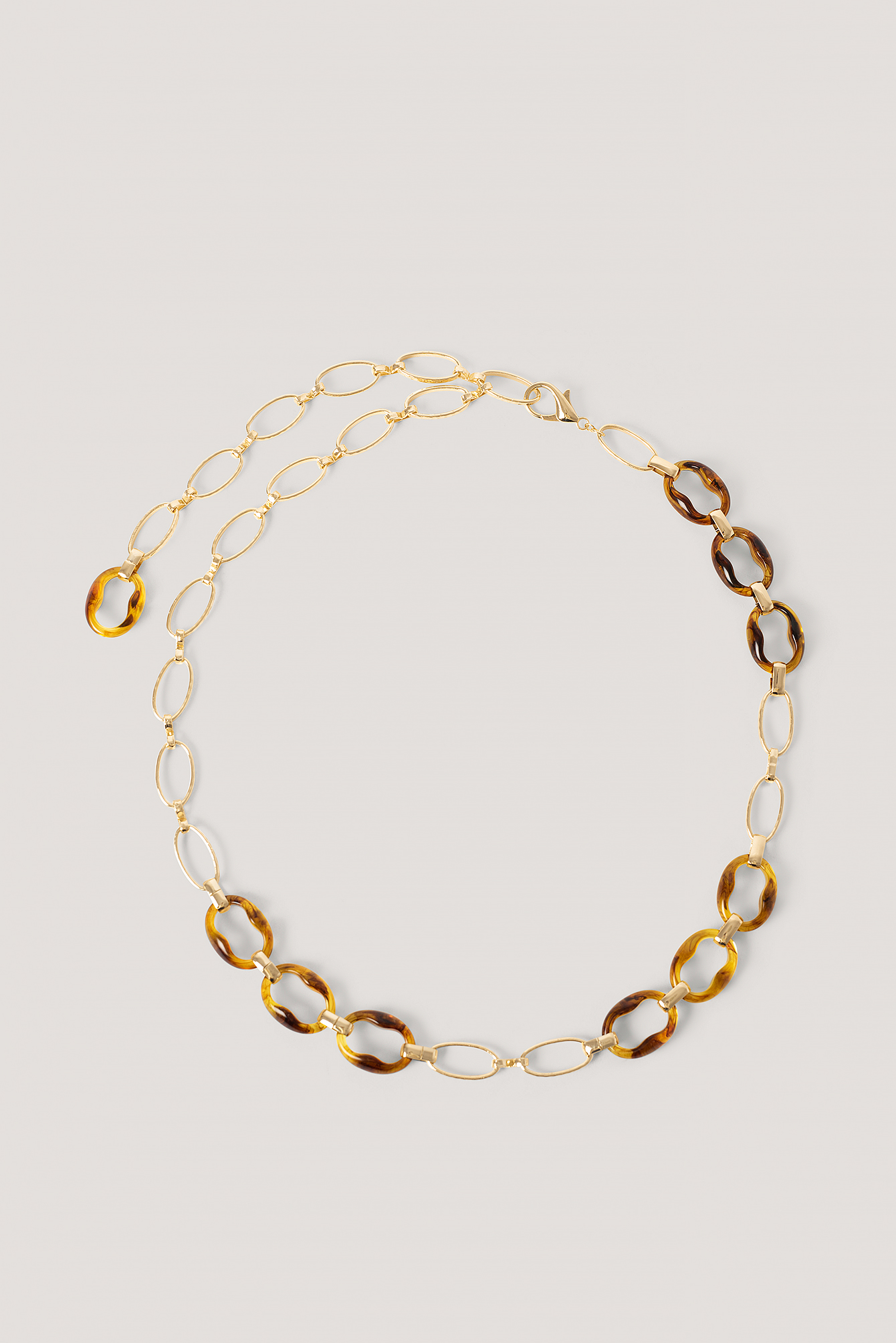 Tortoise Detailed Chunky Chain Belt Gold