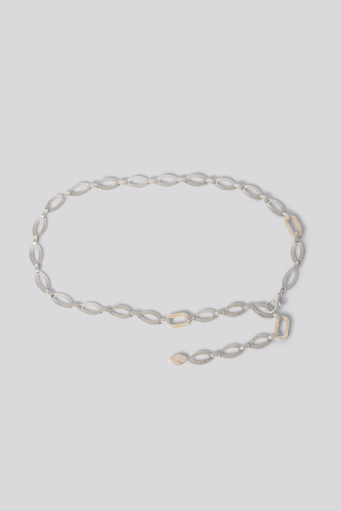 Tortoise Detailed Slim Chain Belt Silver
