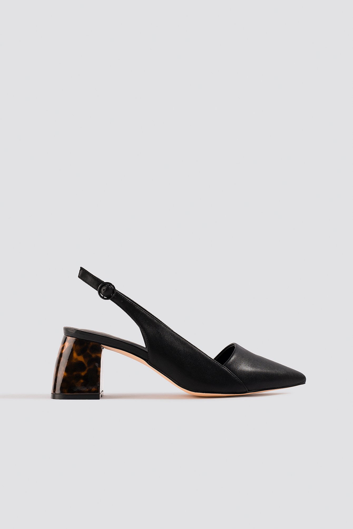 Tortoise Heel Slingback Pumps Black