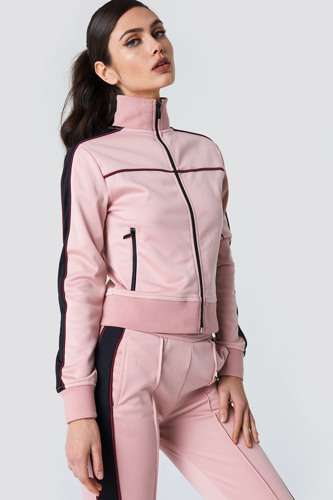 Track Zipped Sweater Pink