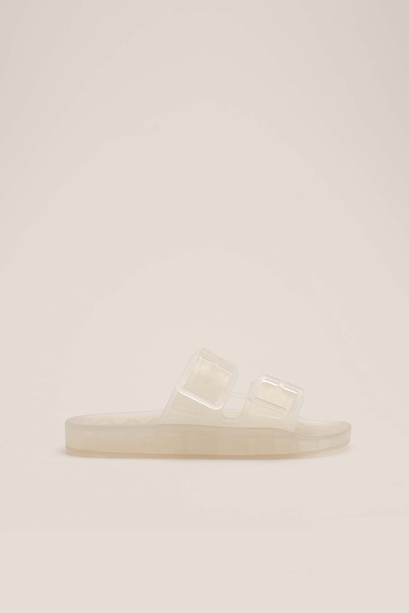 Tegne Integration London Gennemsigtige slippers med spænde Hvid | NA-KD