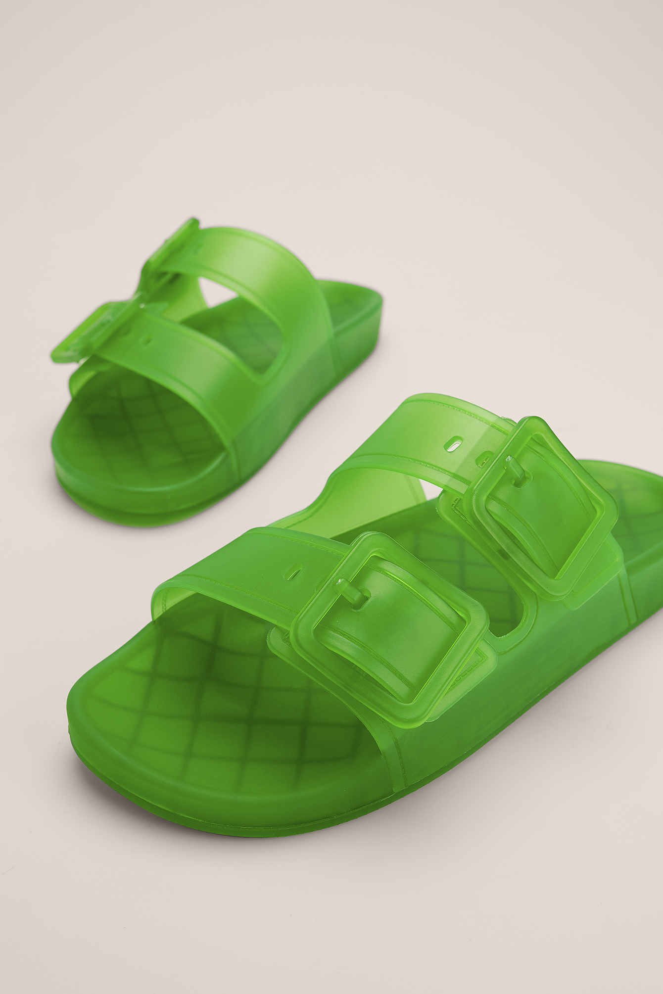NA-KD Shoes Transparent Buckle Slippers - Green