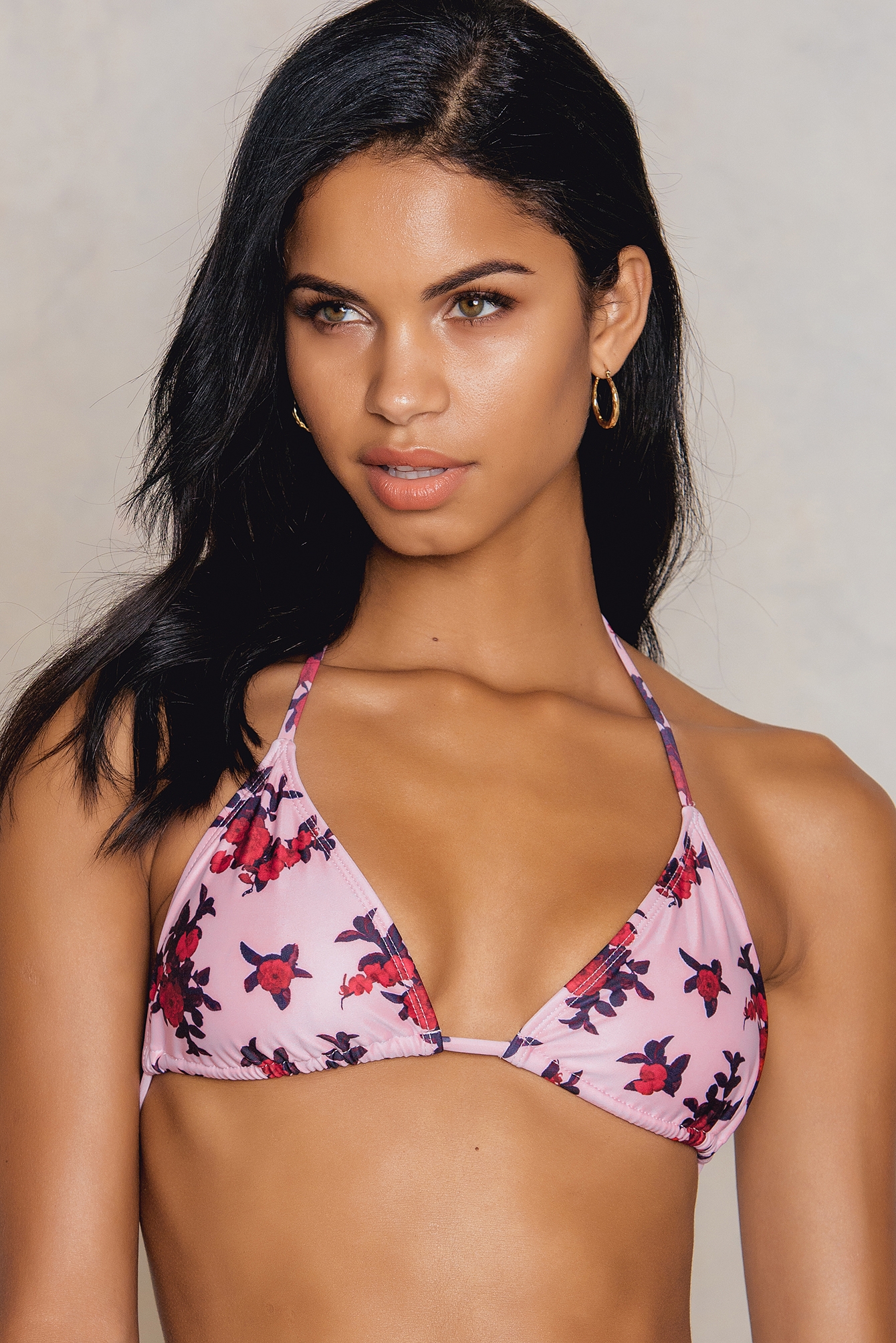 Triangle Bikini Top Pink Flower