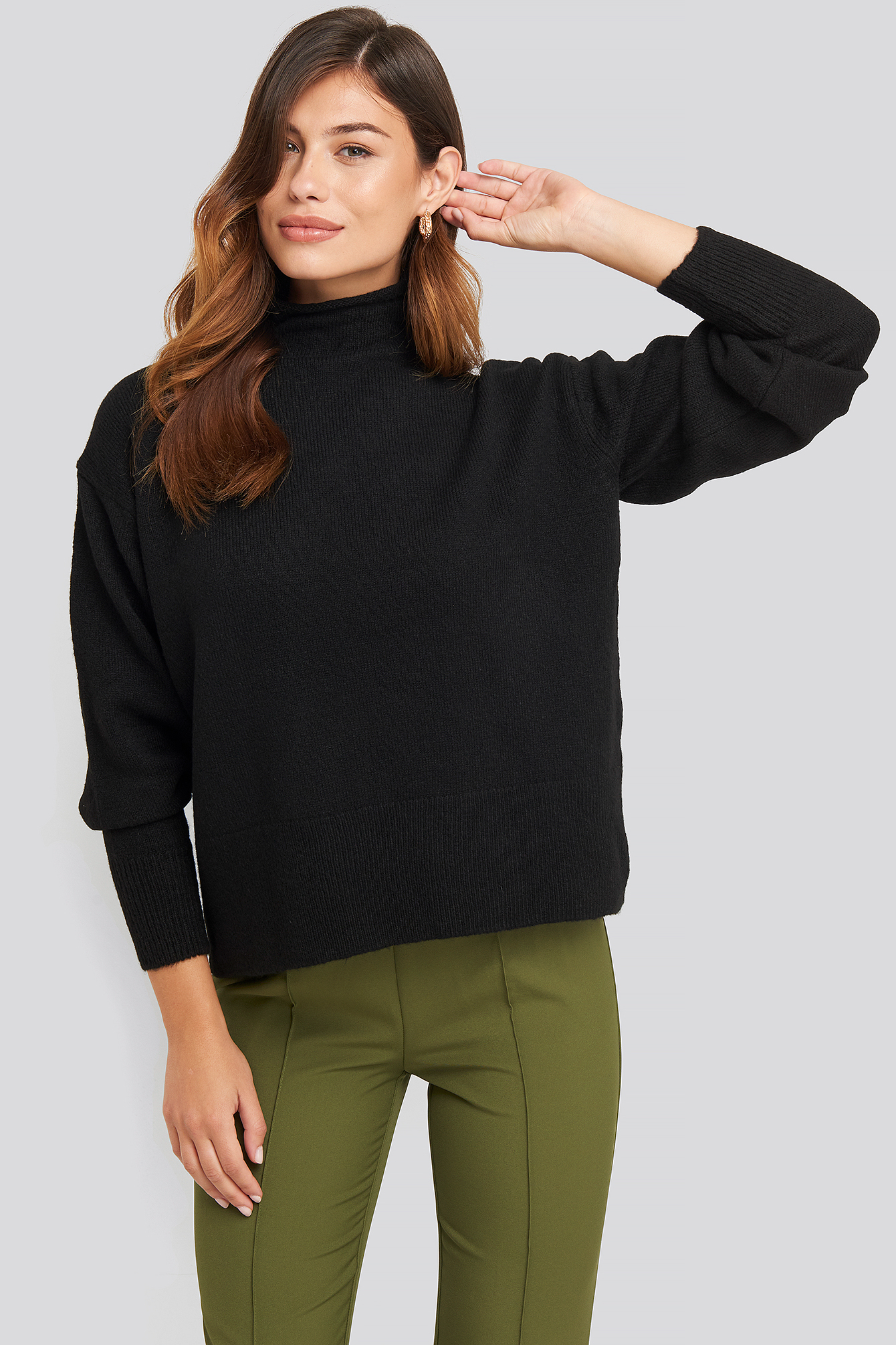 Turtleneck Oversized Knitted Sweater Black NAKD