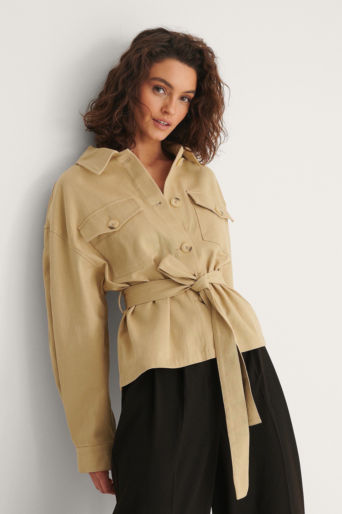 Yellow Twill Belted Jacket