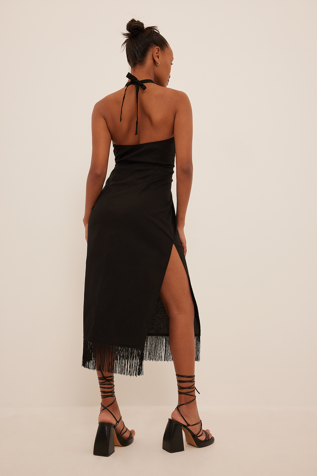 Twist Front Midi Dress Black