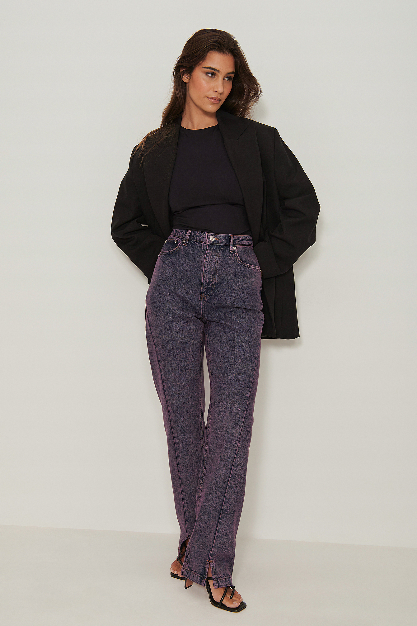 NA-KD Trend Organic Twisted Seam Straight Jeans - Purple