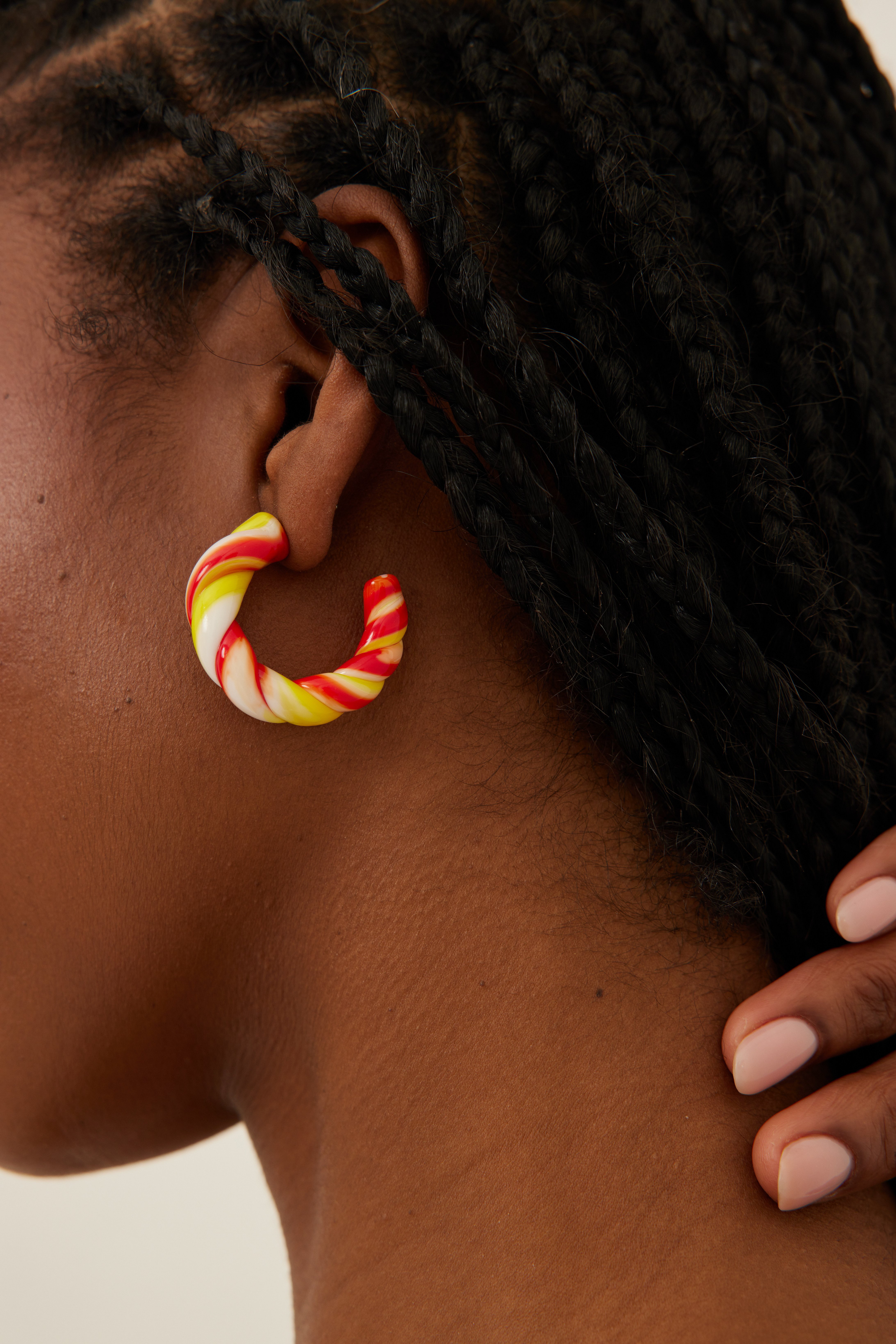 Orange Twisted Colorful Glass Hoops