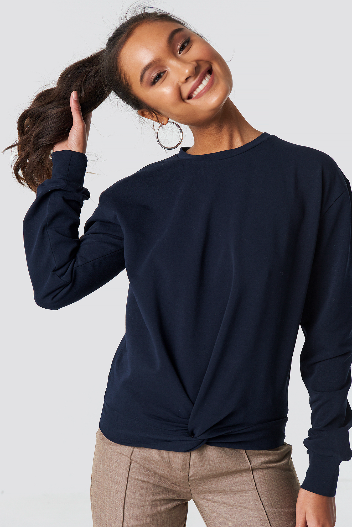 Twisted Front Sweatshirt Navy