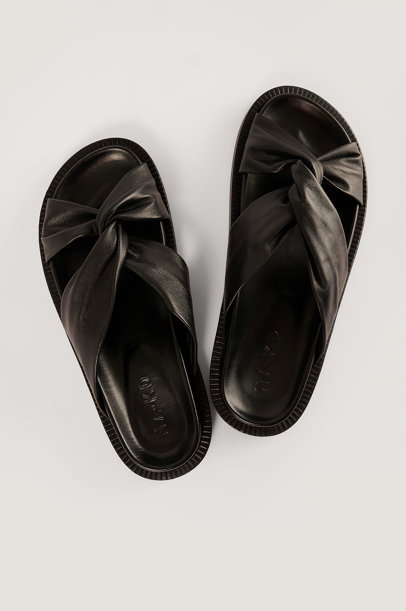 Na-kd Twisted Leather Slip Ins - Black