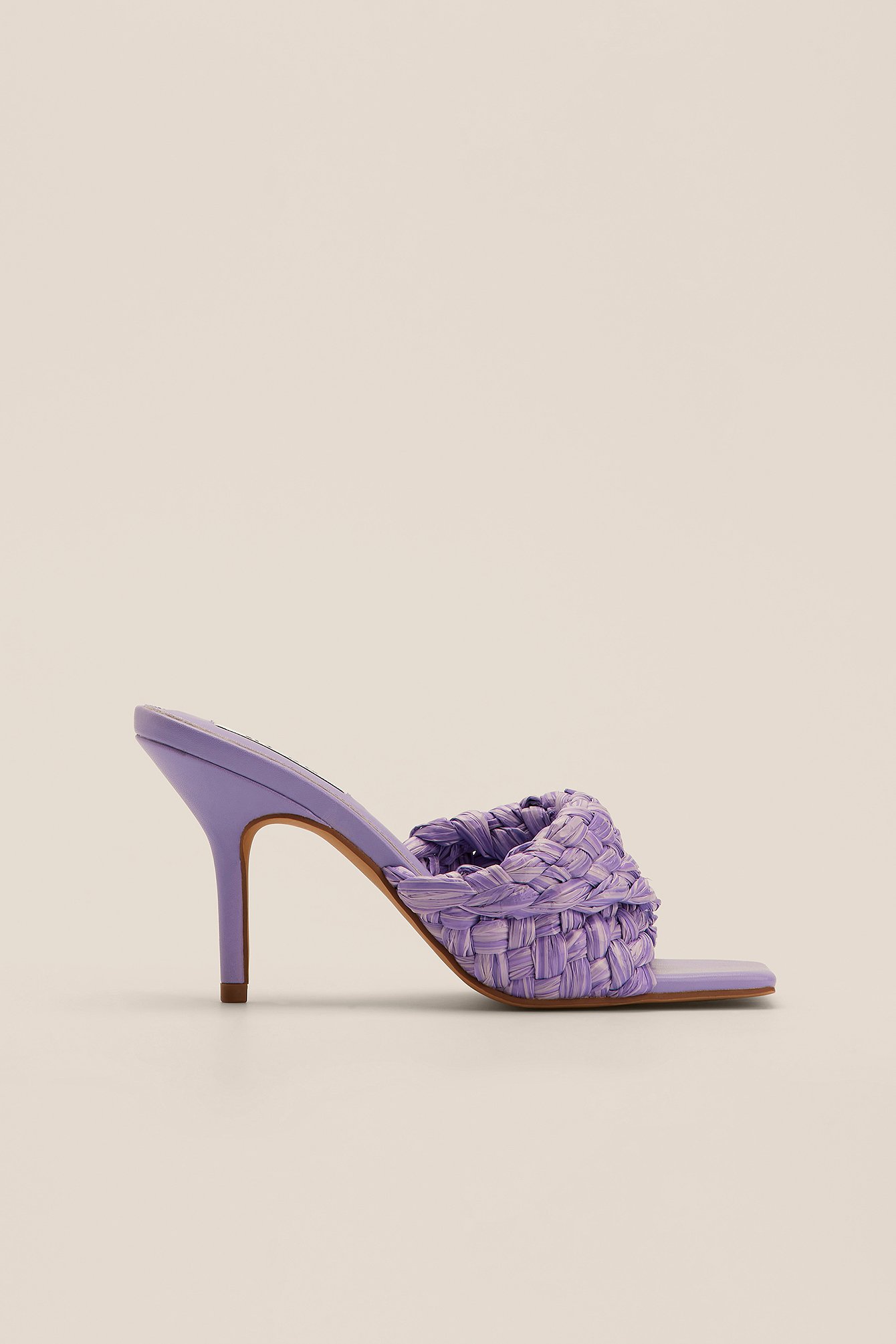 Na-kd Straw Heeled Sandals In Lilac-purple