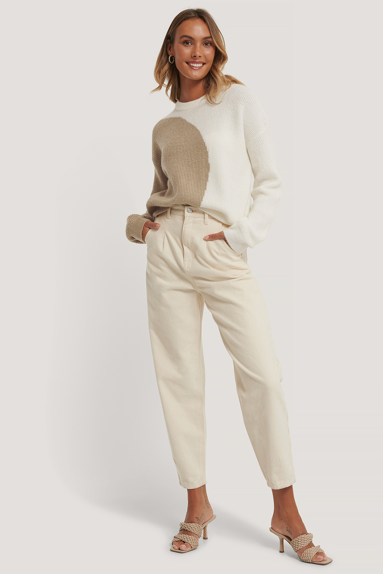 two tone knit sweater