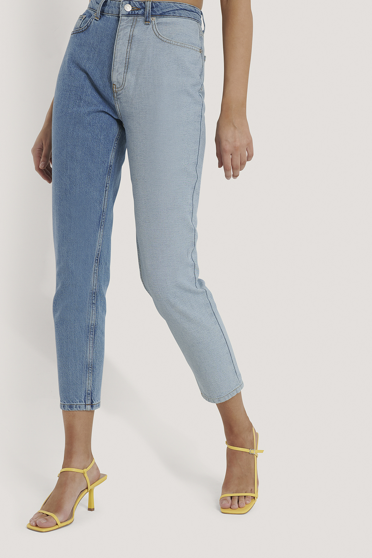 Tweekleurige Jeans Met Hoge Taille Blauw | na-kd.com