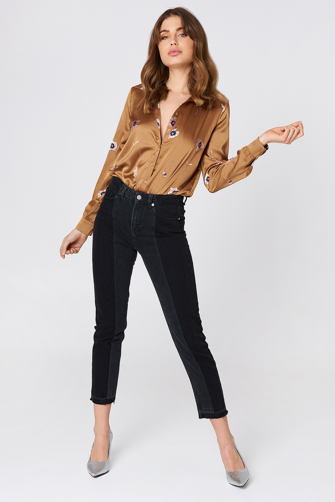 Two Wash Panel Jeans Black