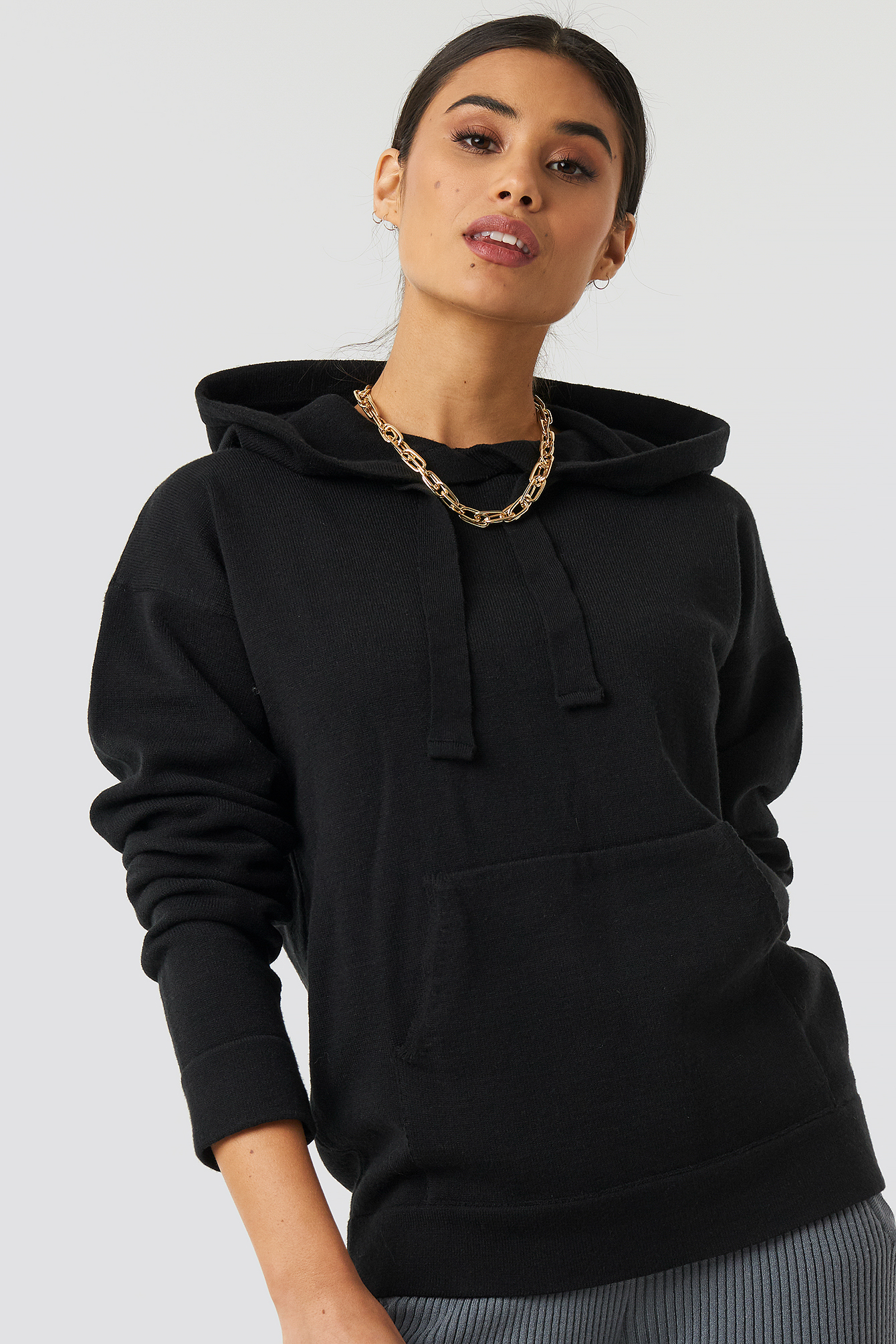 Ty Knitted Hoodie Black