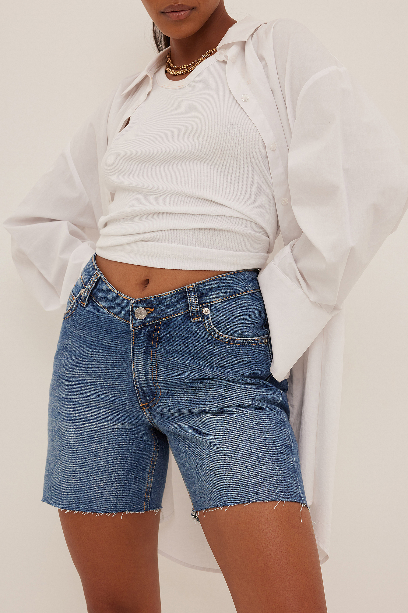 NA-KD Denim Trend Organische Jeans-Shorts mit weiten Beinen in Blau Damen Bekleidung Kurze Hosen Mini Shorts 