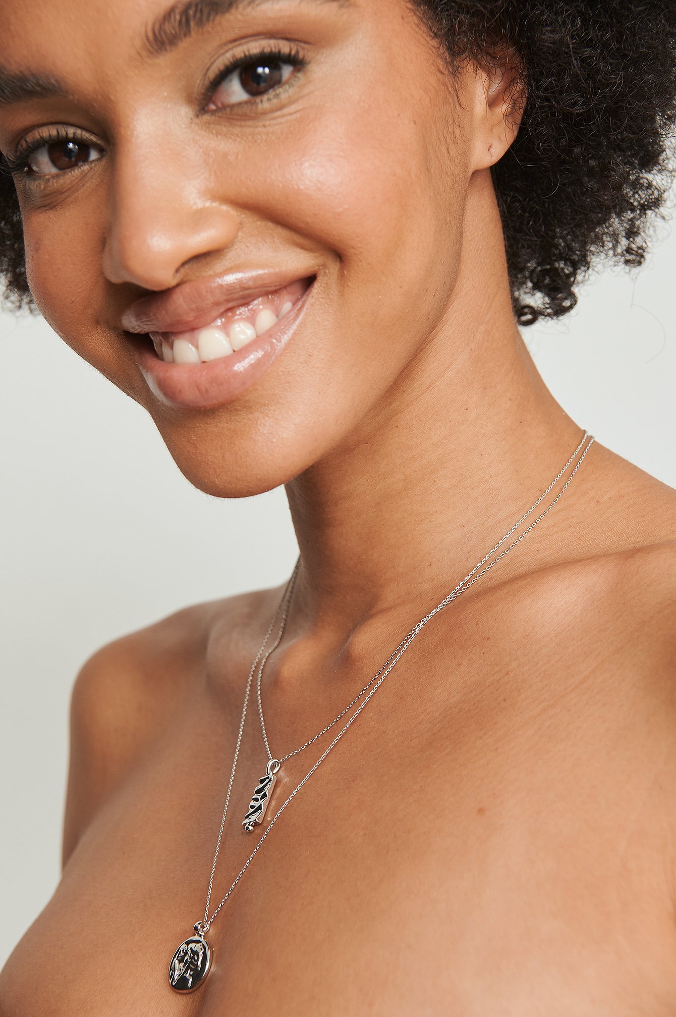Silver Double Hanging Pendant Necklace