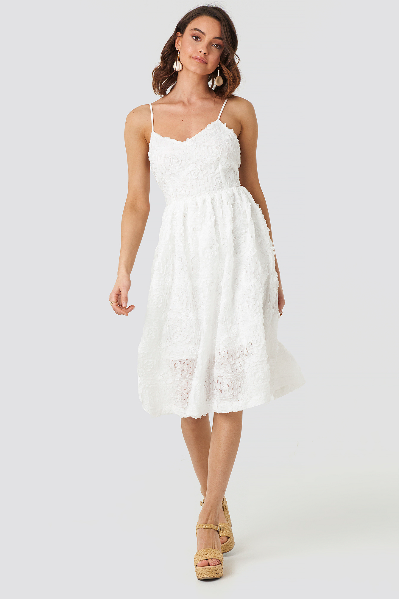 High-neck Floral Applique Dress