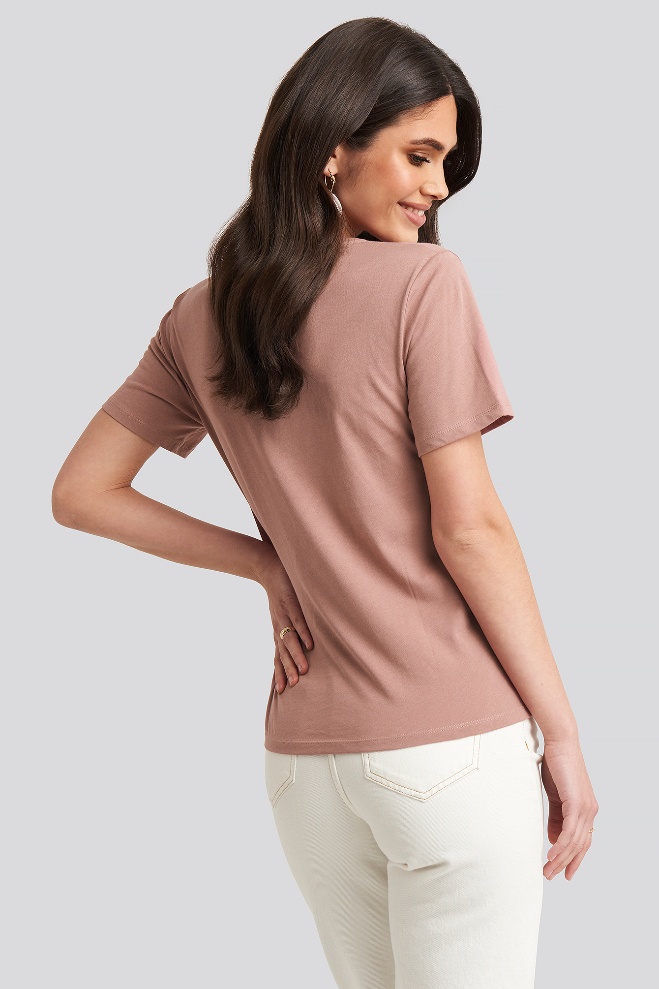 V-neck Tee Dusty Dark Pink