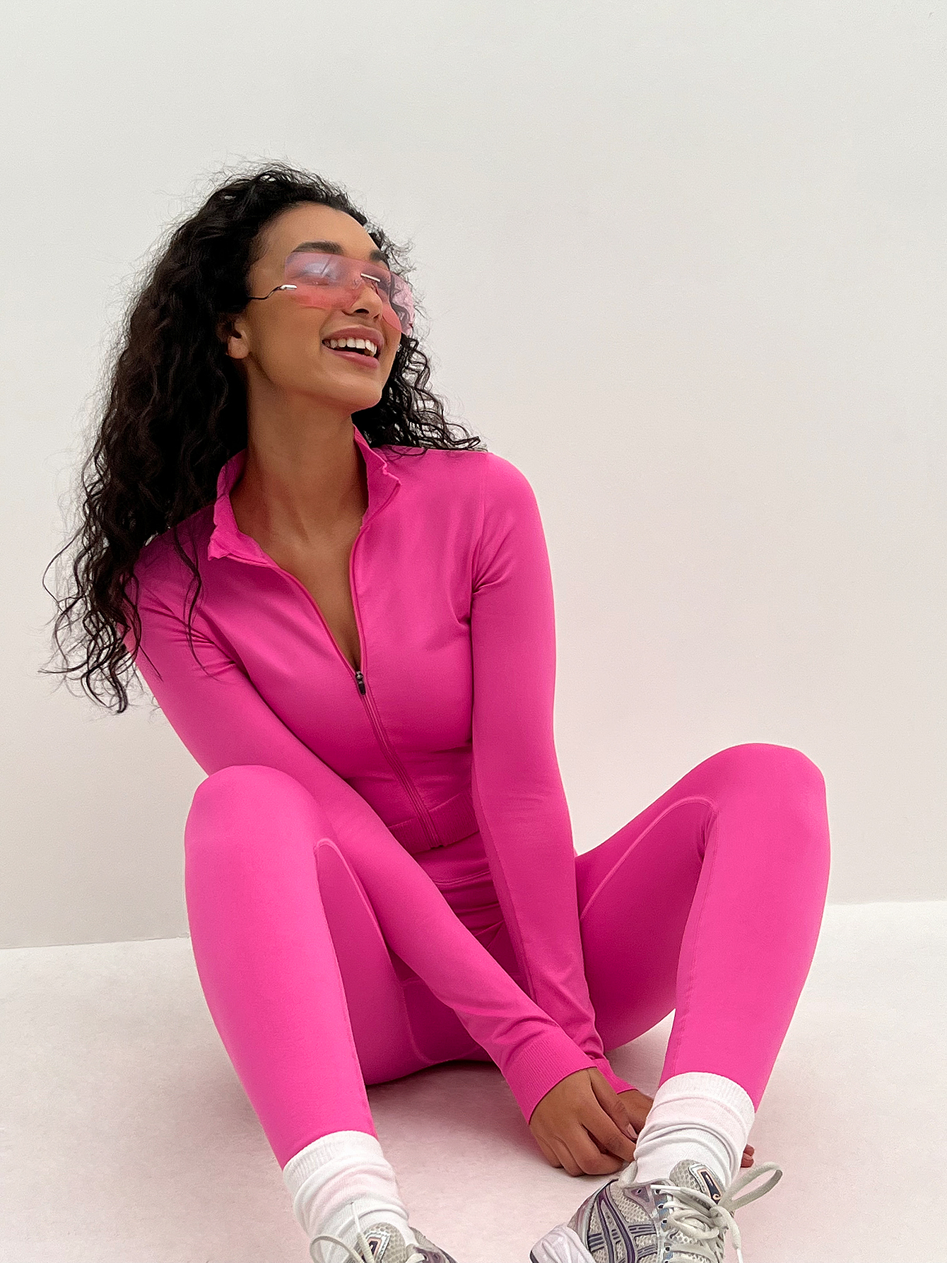 V Waistline Seamless Tights Pink | na 