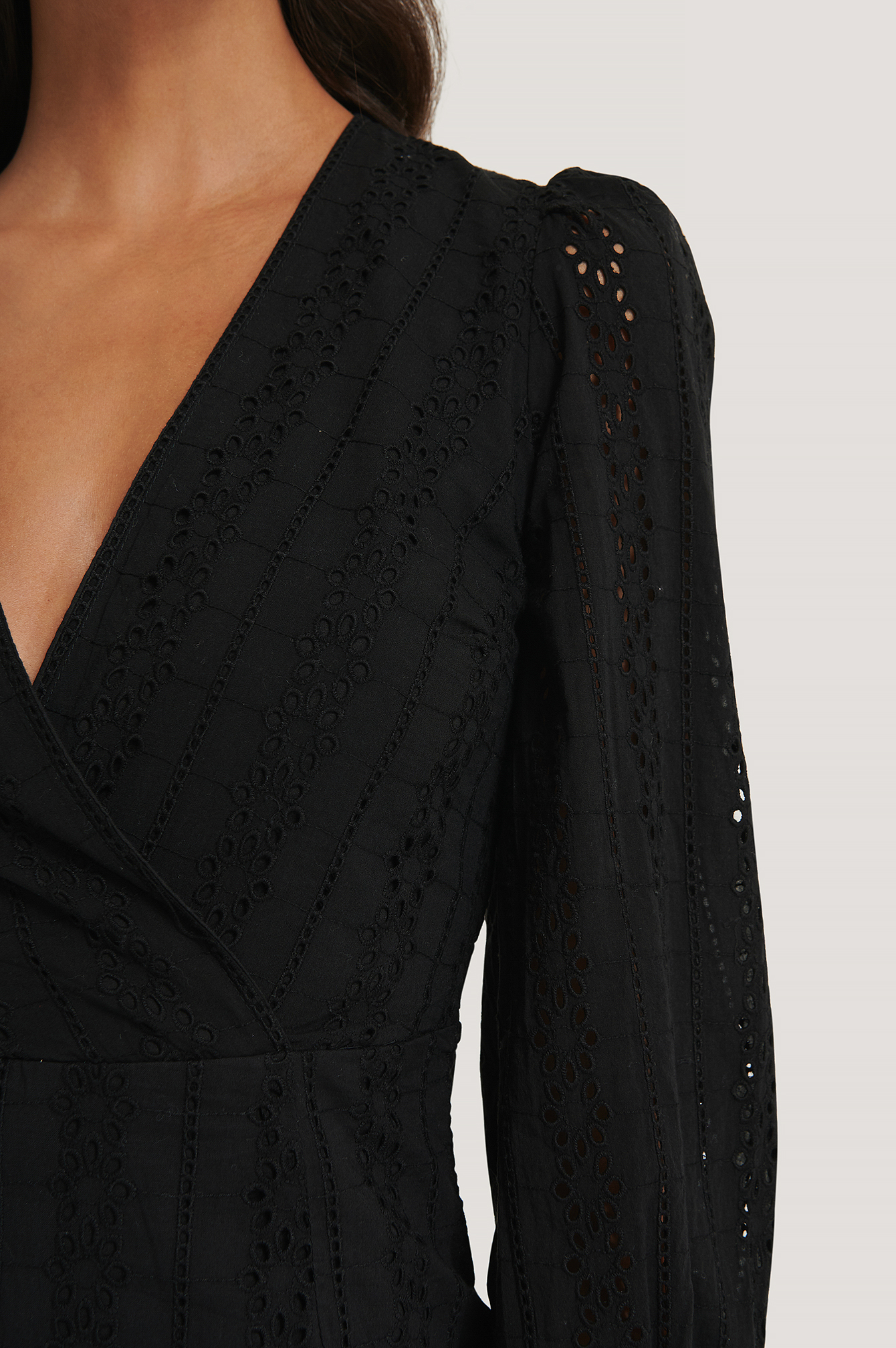 Vneck Crochet Dress Black